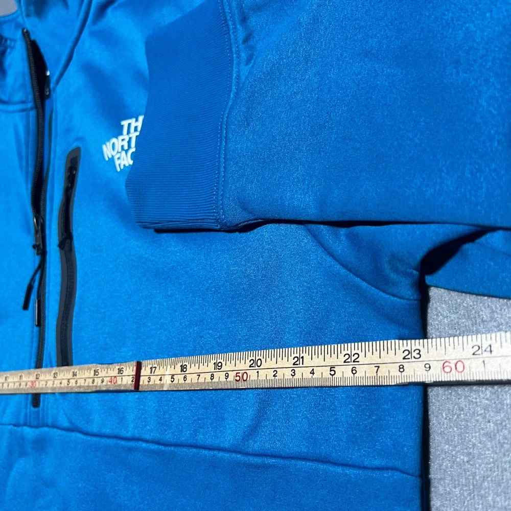 The North Face Mens Blue 1/4 Zip Pullover Fleece Jacket Large Chest Pocket